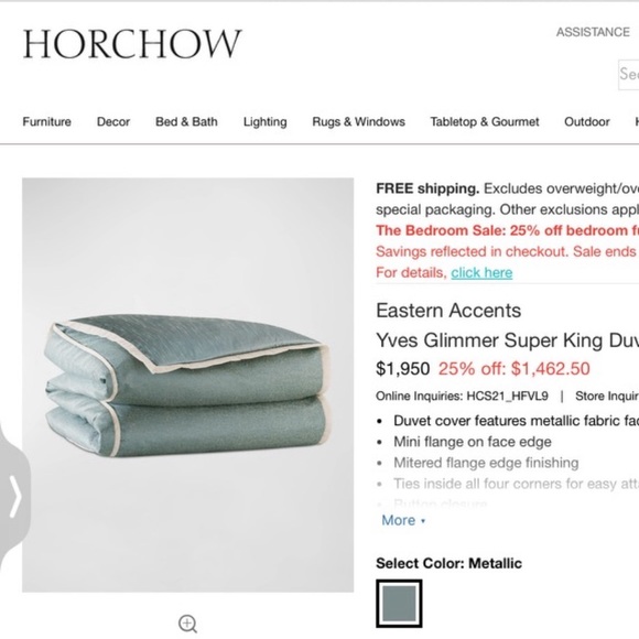 Horchow Eastern Accents Yves Glimmer Super King Duvet - Picture 1 of 4